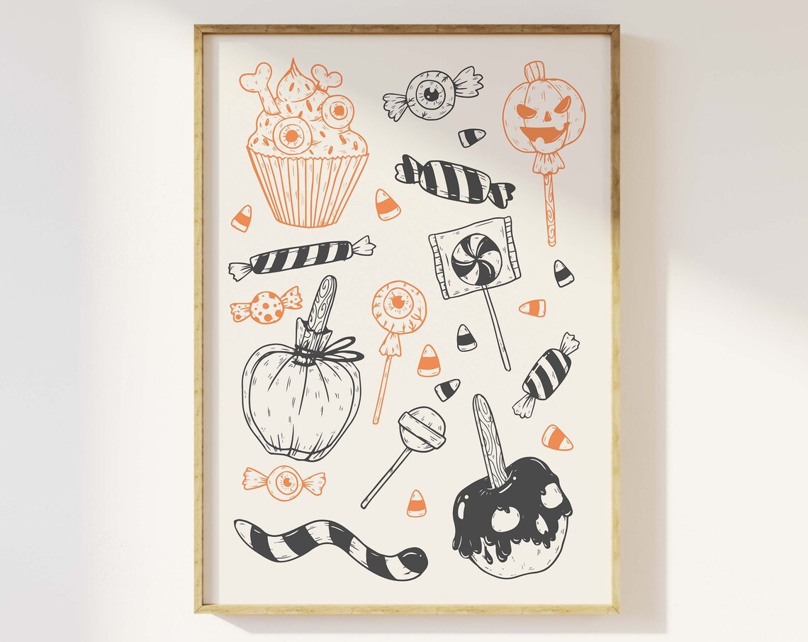 Halloween Treats Line Art Spooky Candy Art Poster for Fall Decor - Image 4