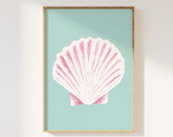 Seashell Print Art Cute Summer Art Print Girly Wall Art Trendy Beach House Decor Coastal Wall Art