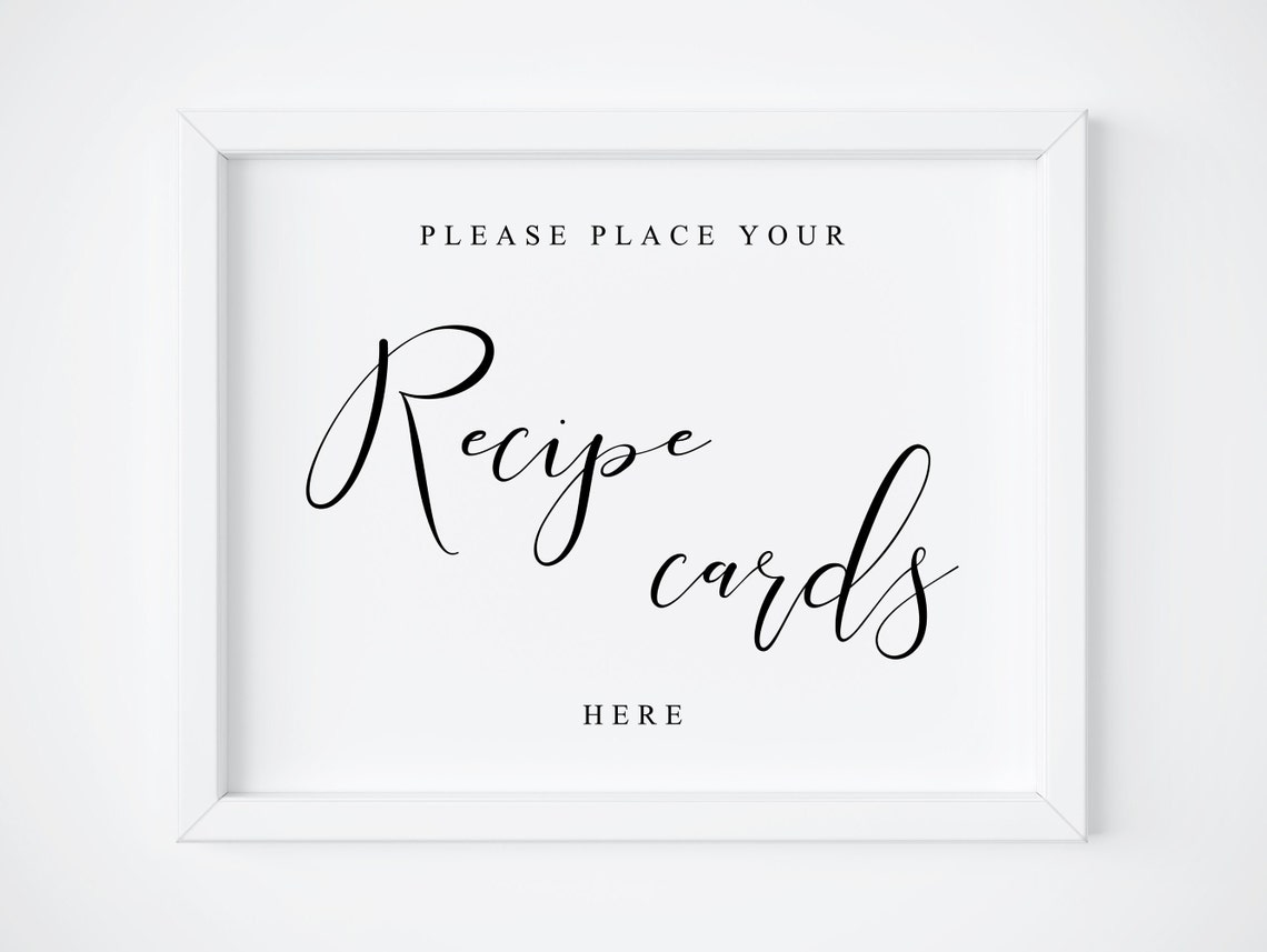 Please Place Your Recipe Cards Here Wedding Bridal Shower Sign Poster