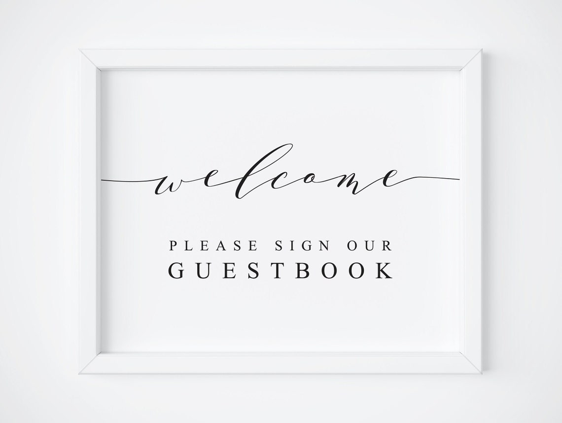 Welcome Please Sign Our Guestbook Sign Modern Calligraphy Poster