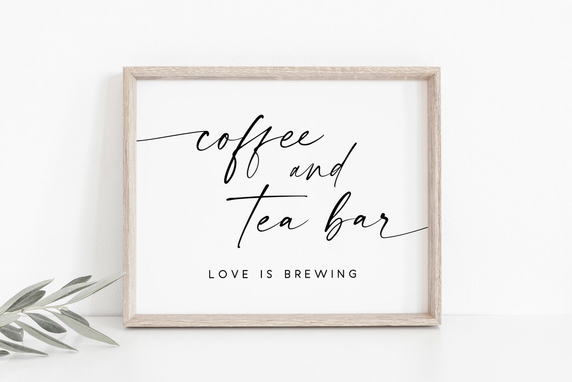 Coffee And Tea Bar Sign, Wedding Drinks Art Print
