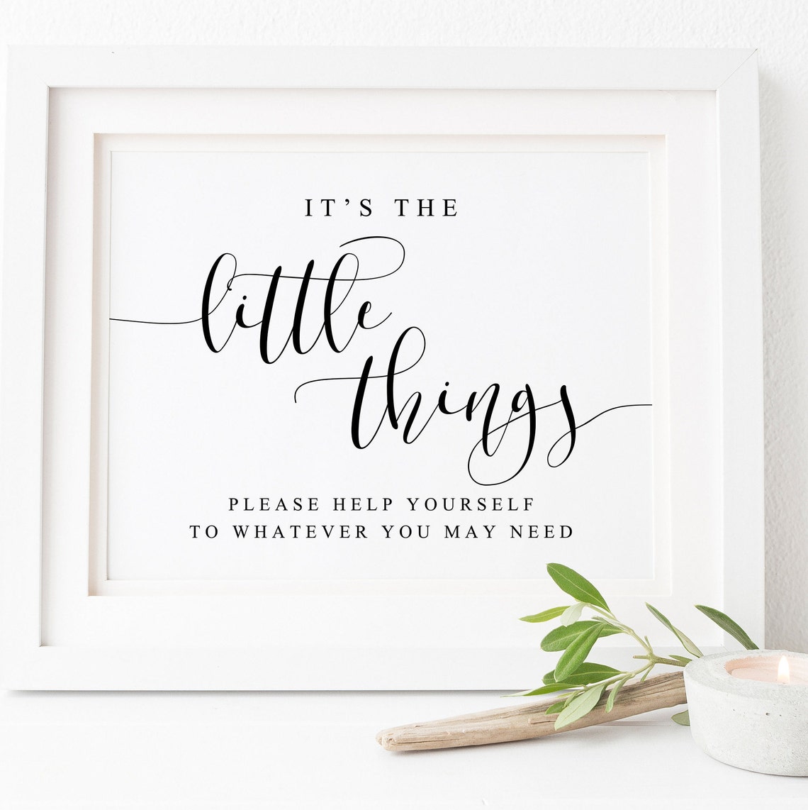 Its The Little Things Wedding Bathroom Basket Sign Script Poster