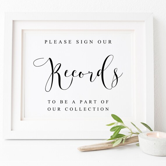 Record Guest Book Wedding Guestbook Sign Print
