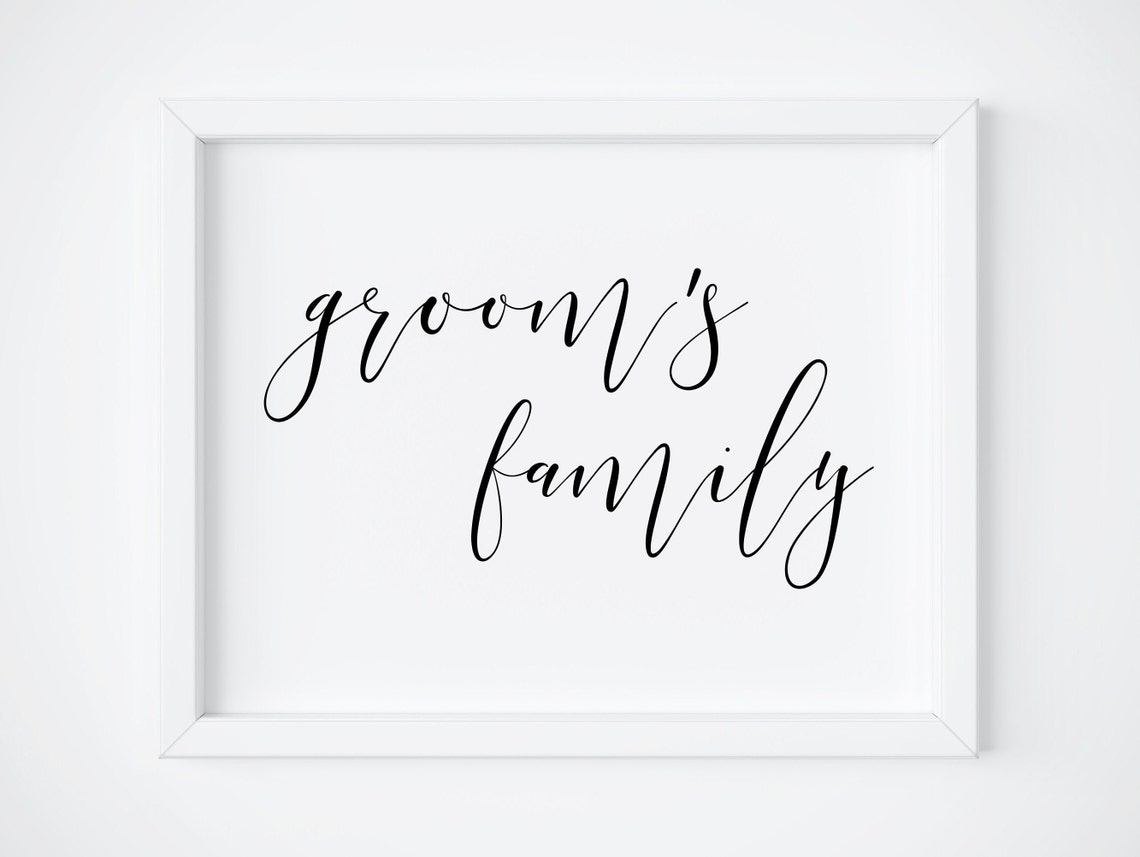 Grooms Family Elegant Script Wedding Ceremony Sign Wall Poster