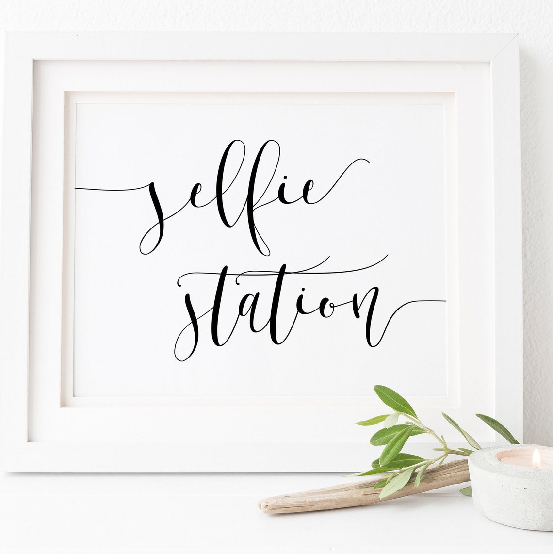 Selfie Station Wedding Photo Booth Fun Sign Calligraphy Poster