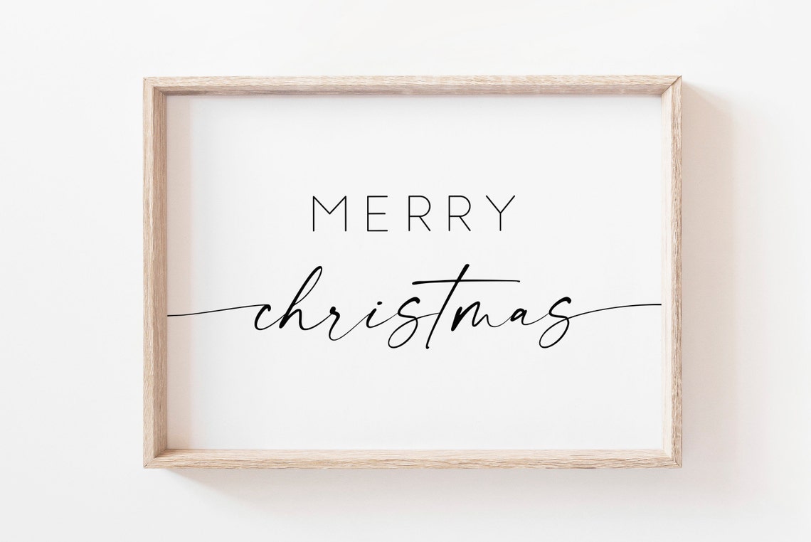Merry Christmas Script Calligraphy Horizontal Holiday Decor Poster