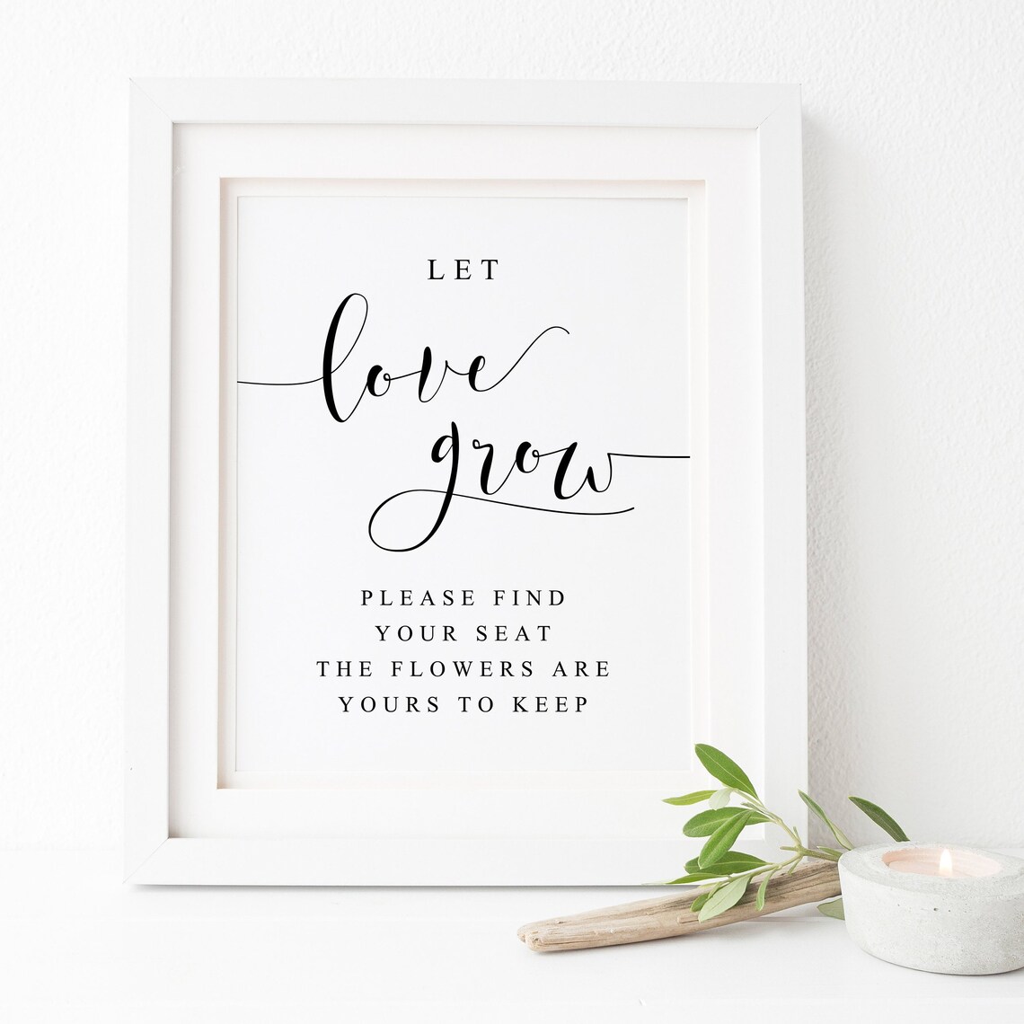 Let Love Grow Wedding Seating Sign Find Your Seat Flowers Favor Poster