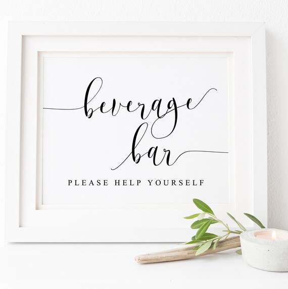 Wedding Beverage Bar Sign, Bridal Shower Print