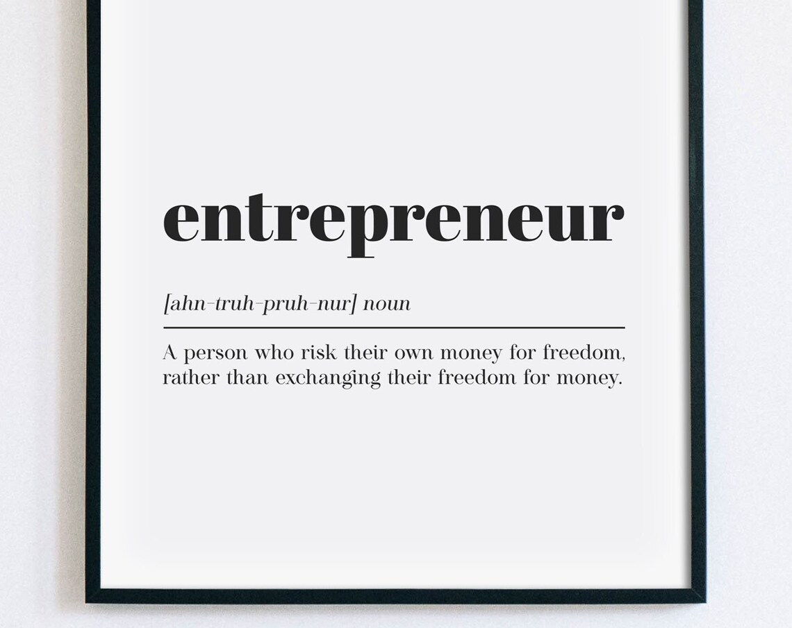 Entrepreneur Definition Noun Office Business Quote Wall Decor Poster