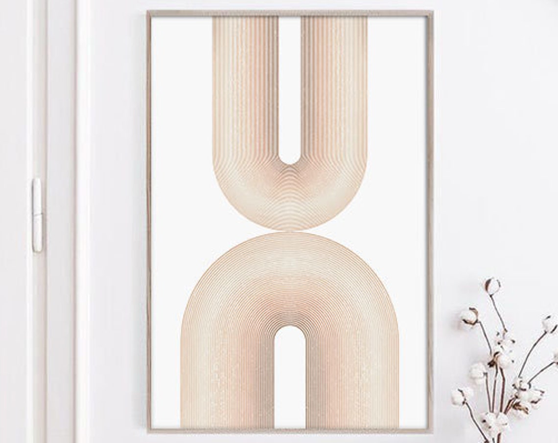 Modern Beige Arch Line Art Mid Century Geometric Minimal Wall Poster - Image 2