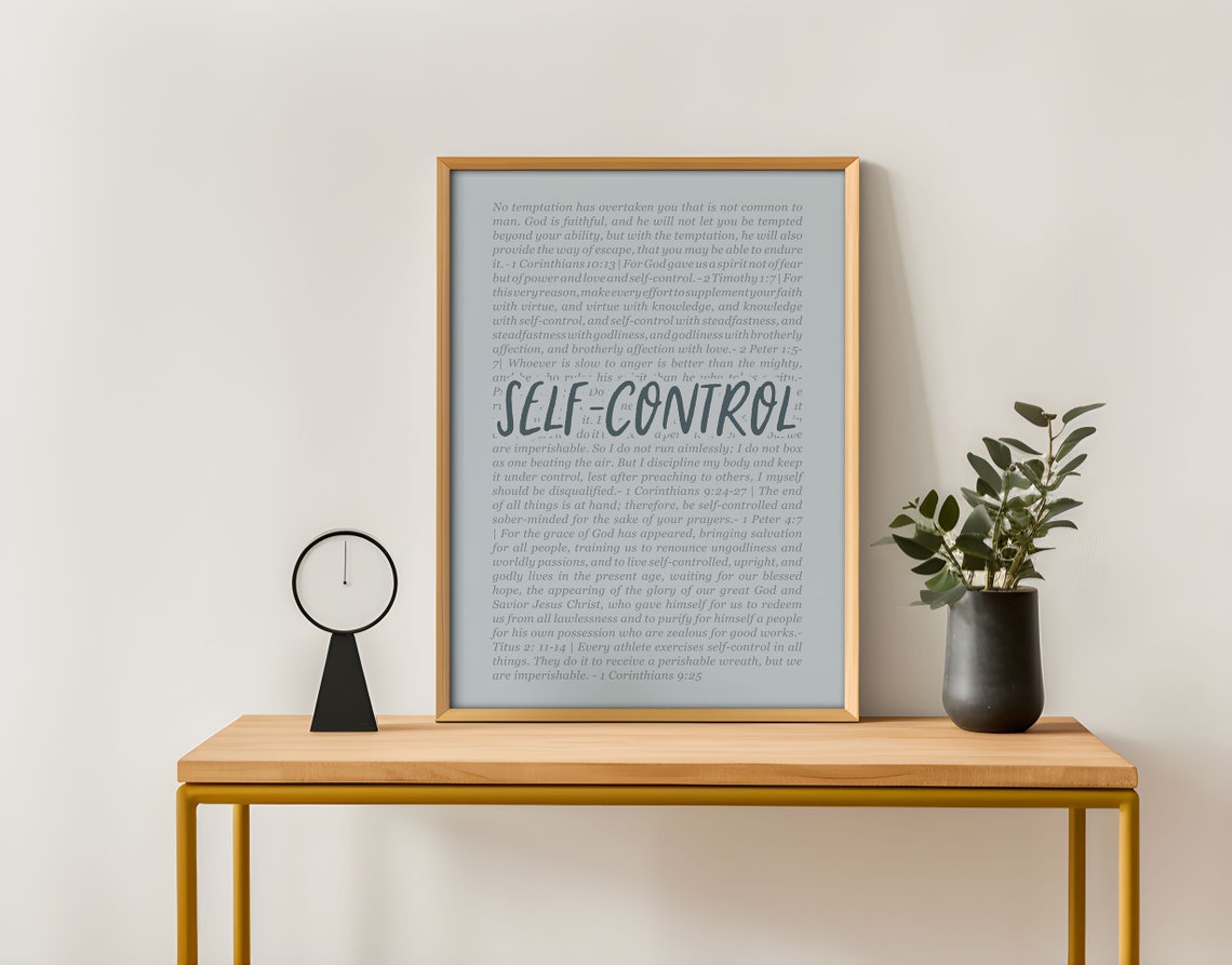 Self Control Fruit Of The Spirit Bible Verse Artwork Scripture Christian Poster Nursery Home Decor Instant Print - Image 4
