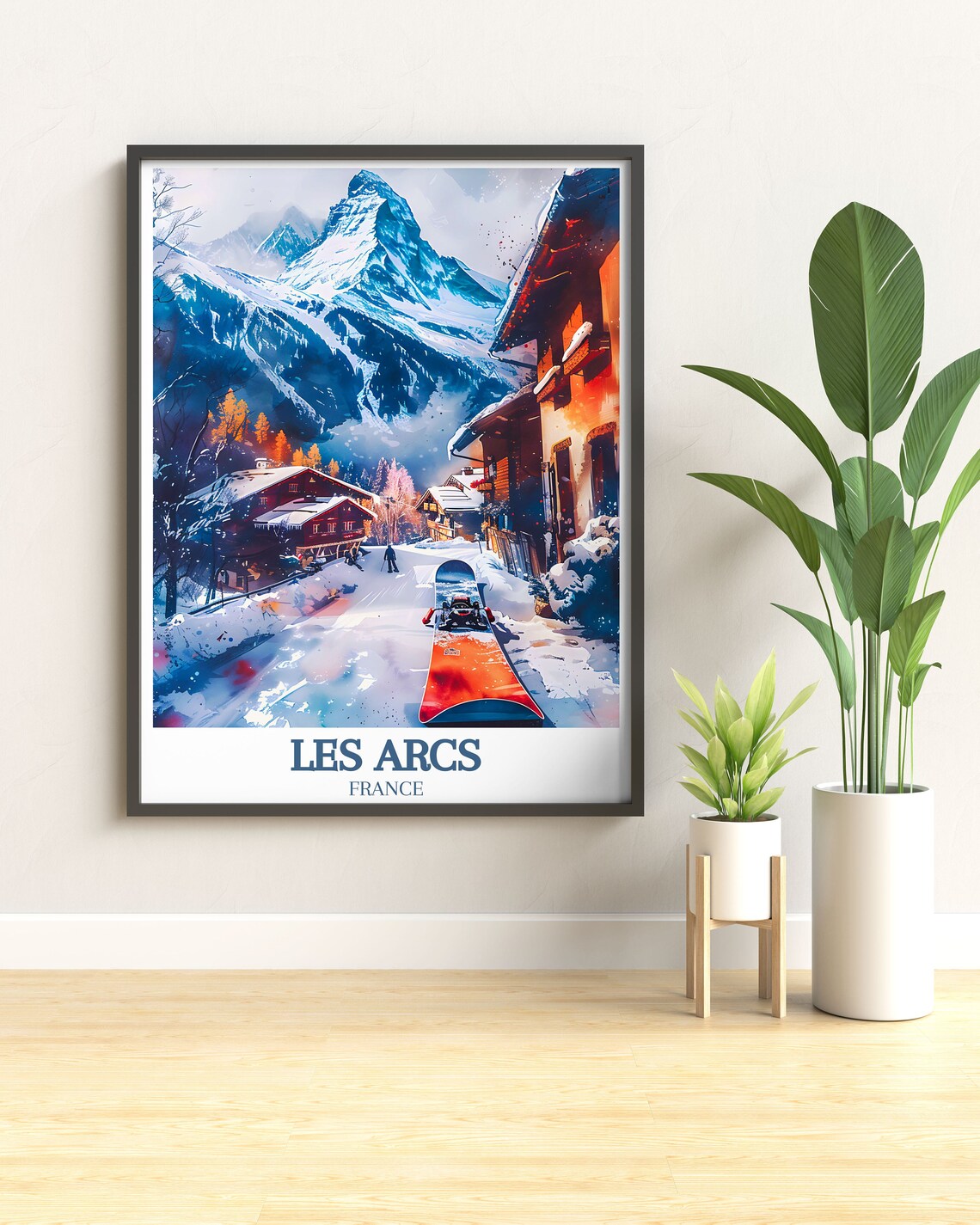 Les Arcs France Snowboard Village Mont Blanc View Travel Poster - Image 3