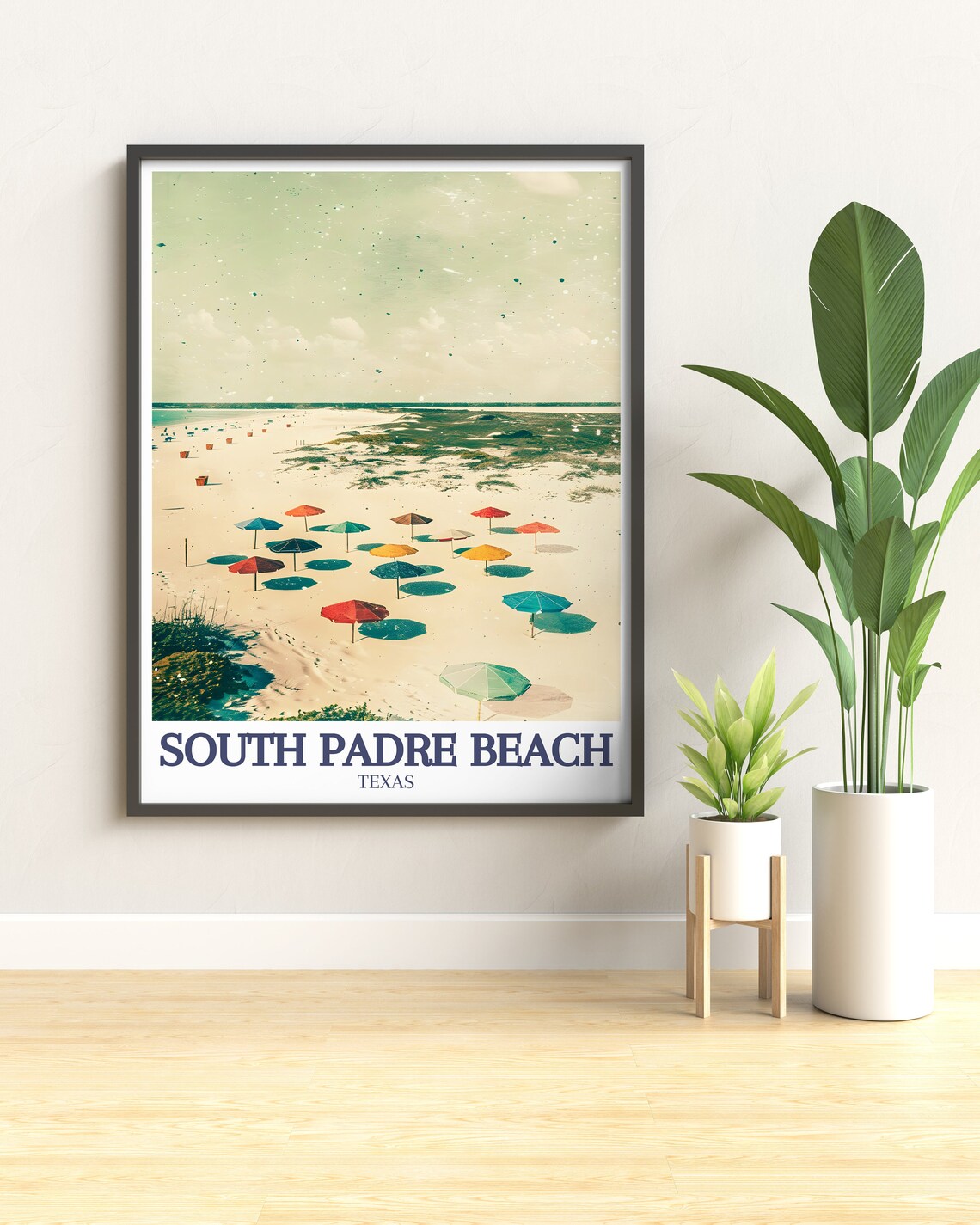 South Padre Island Texas Beach Umbrellas Aerial Summer Travel Poster - Image 3