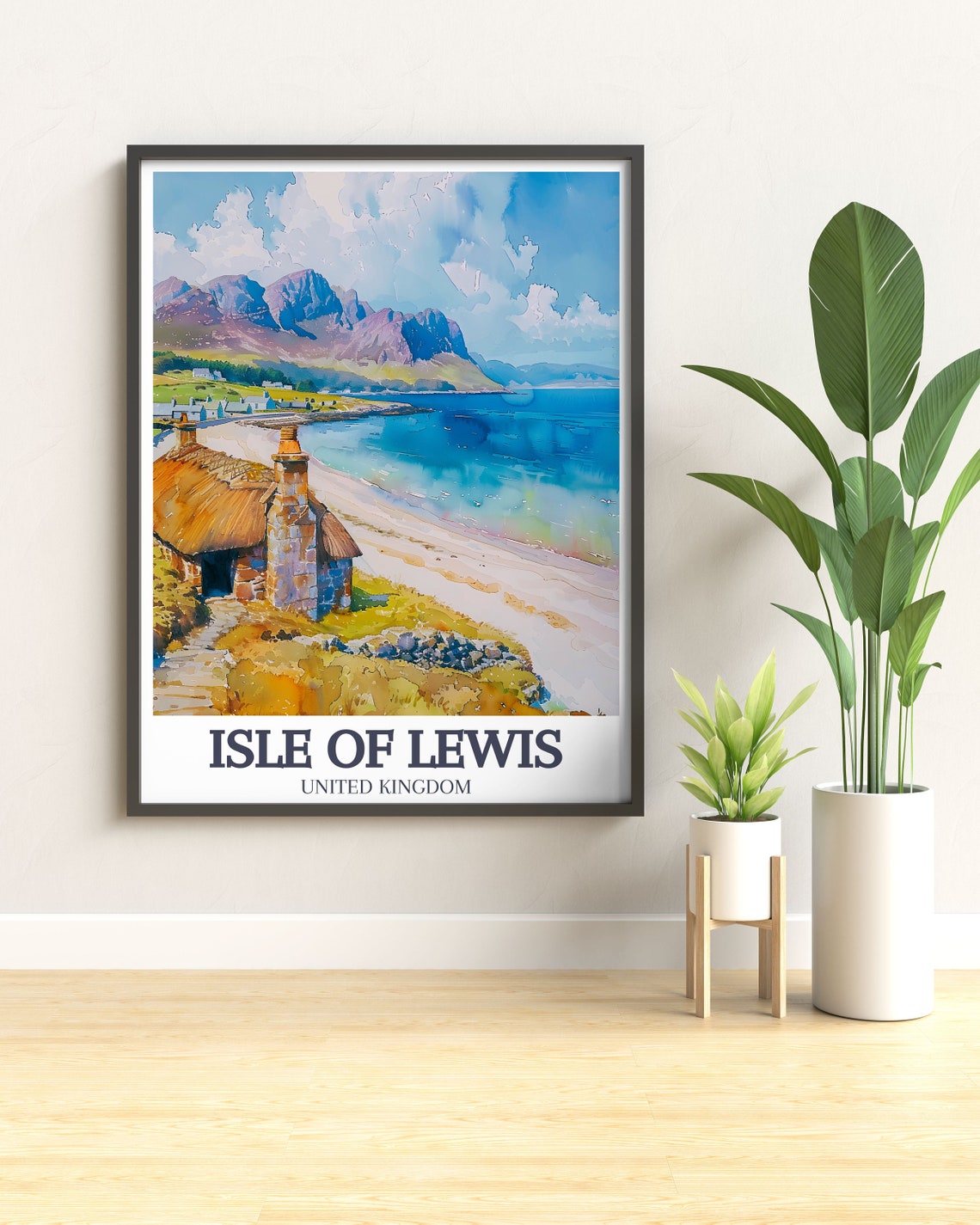 Isle Of Lewis Blackhouse Cottage On Sandy Hebrides Beach Poster - Image 3