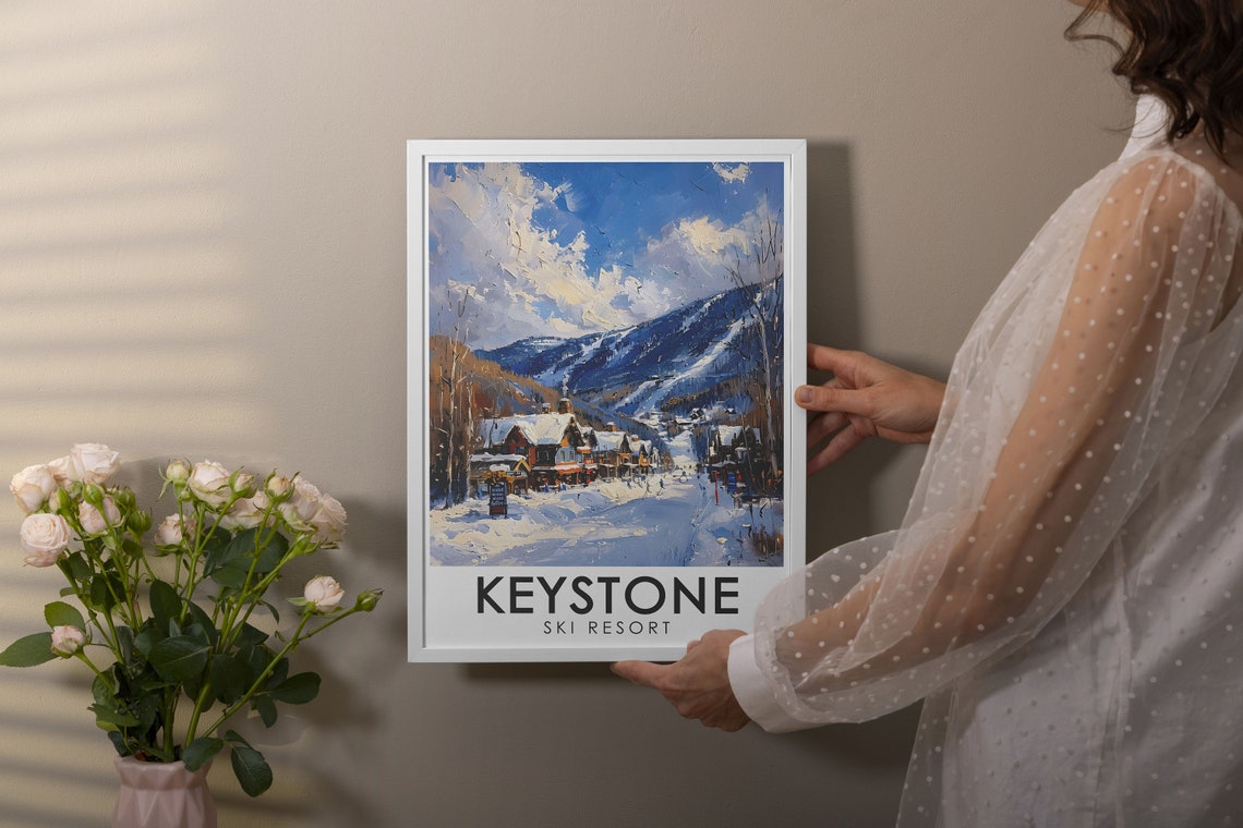 Keystone Snowy Ski Village Slopes Winter Colorado Scene Poster - Image 3