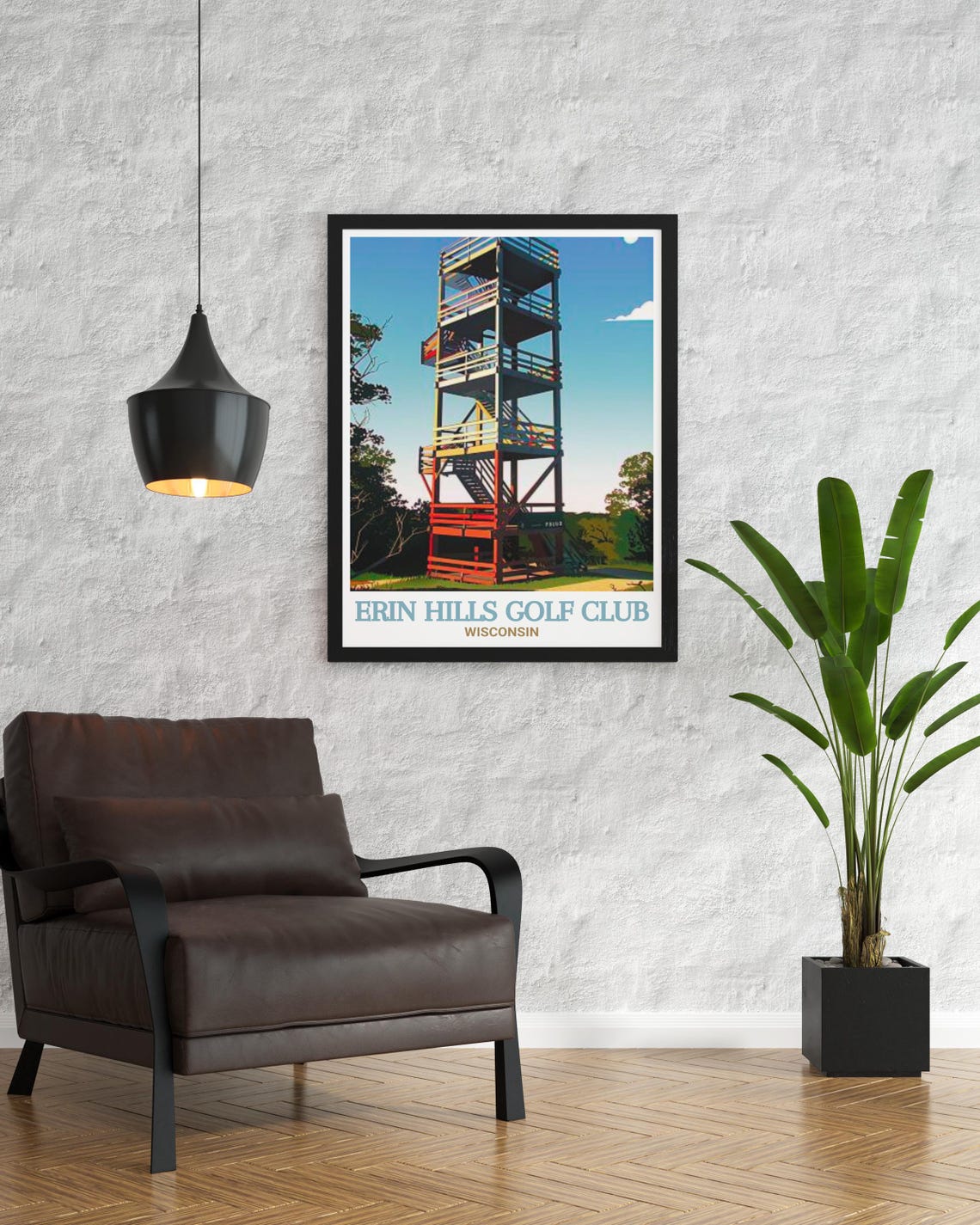 Erin Hills Golf Club Wisconsin Observation Tower Vintage Travel Poster - Image 3