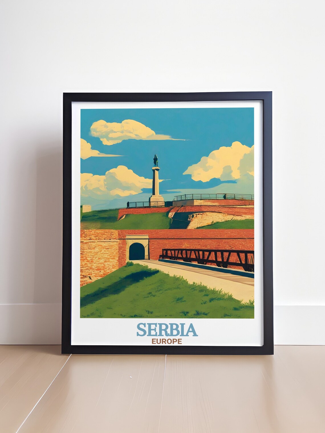Belgrade Fortress Victor Monument Red Walls Serbia Travel Poster - Image 4