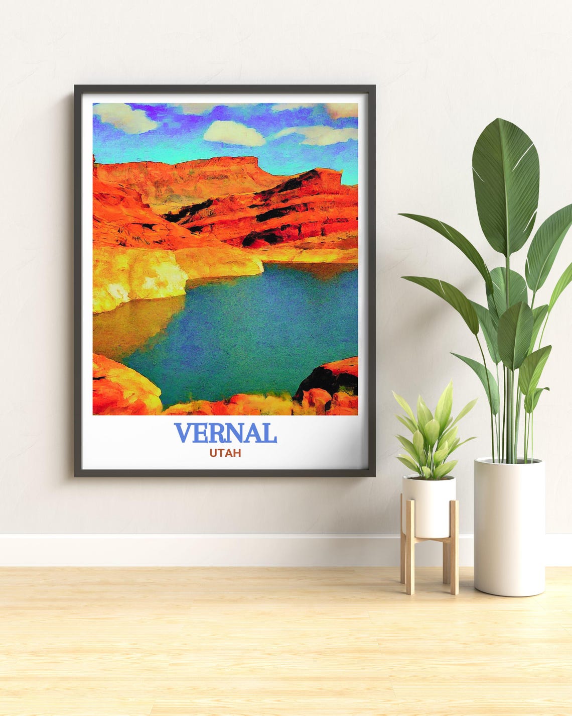 Vernal Utah Red Rock Canyon River Vibrant Landscape Travel Poster - Image 2