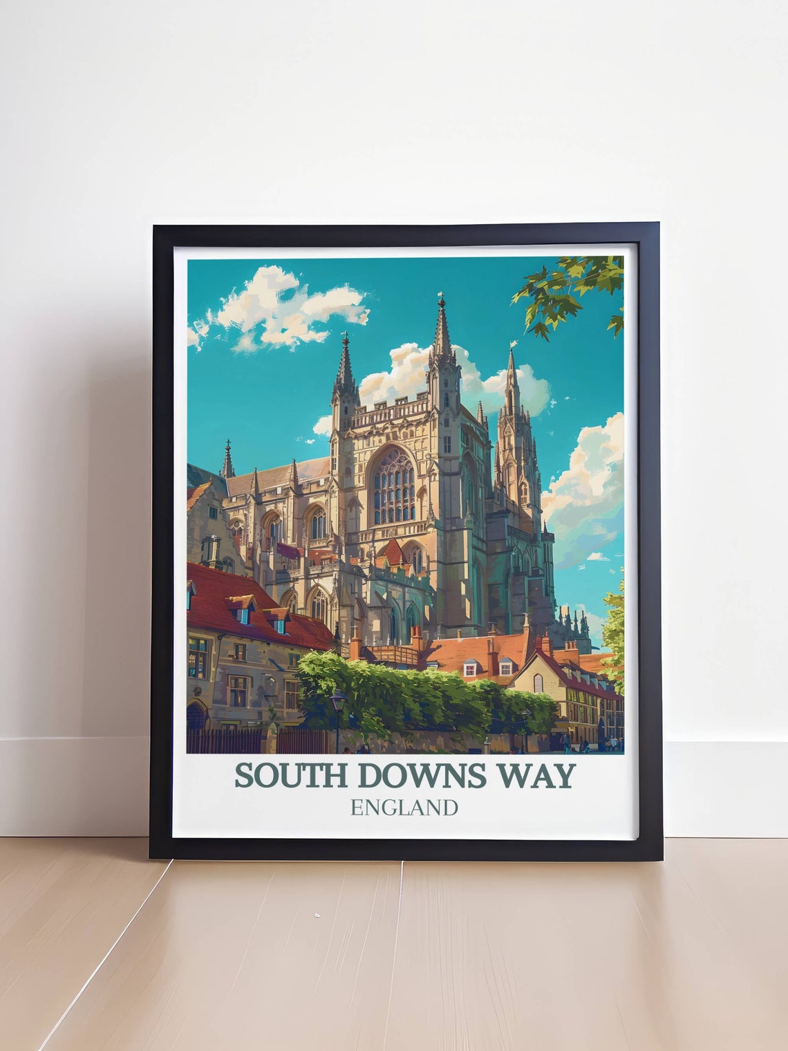 South Downs Way England Poster Historic Cathedral Town Travel View - Image 4