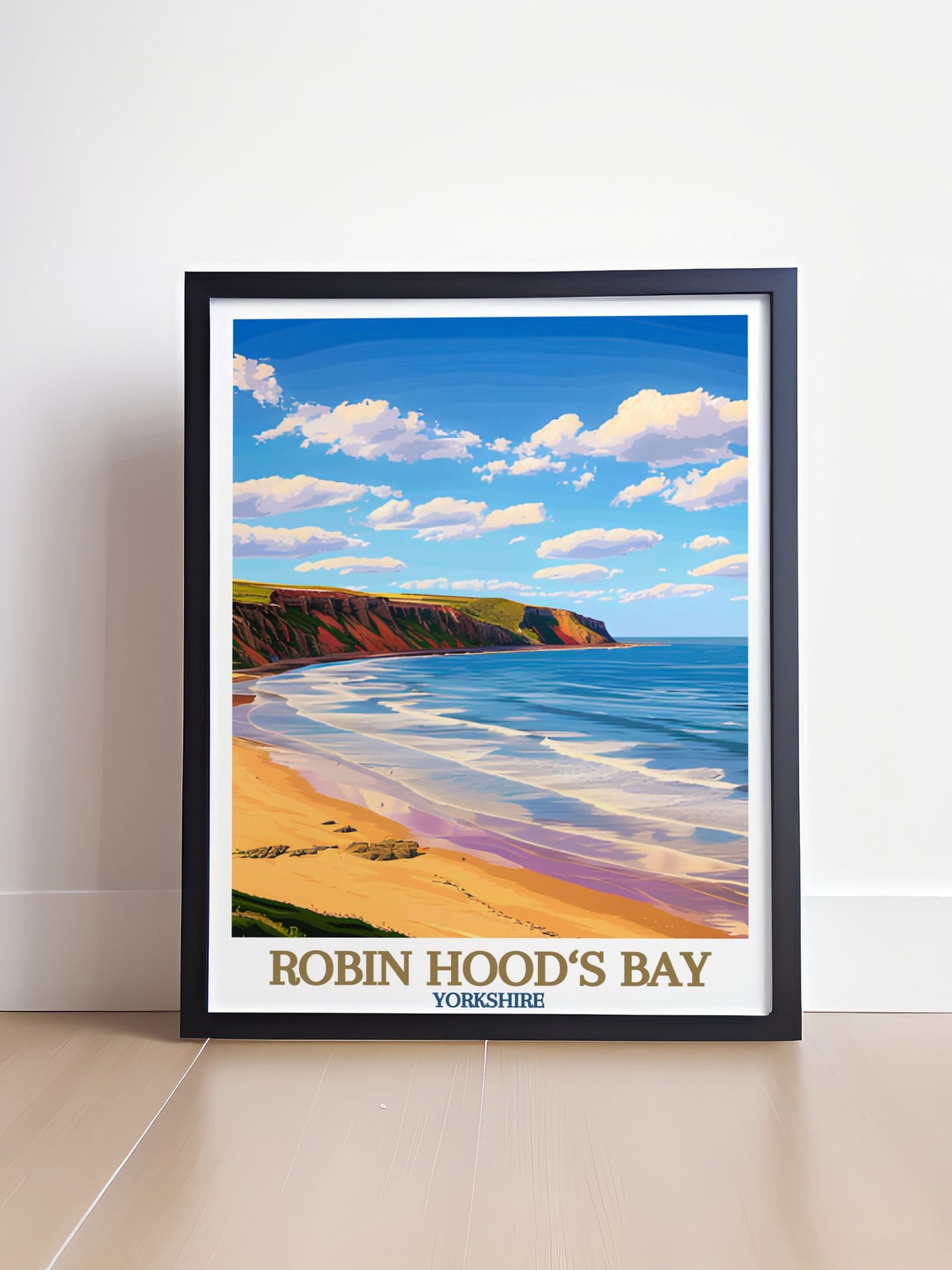 Robin Hoods Bay Sandy Beach And Cliffs Yorkshire Coast Poster - Image 4
