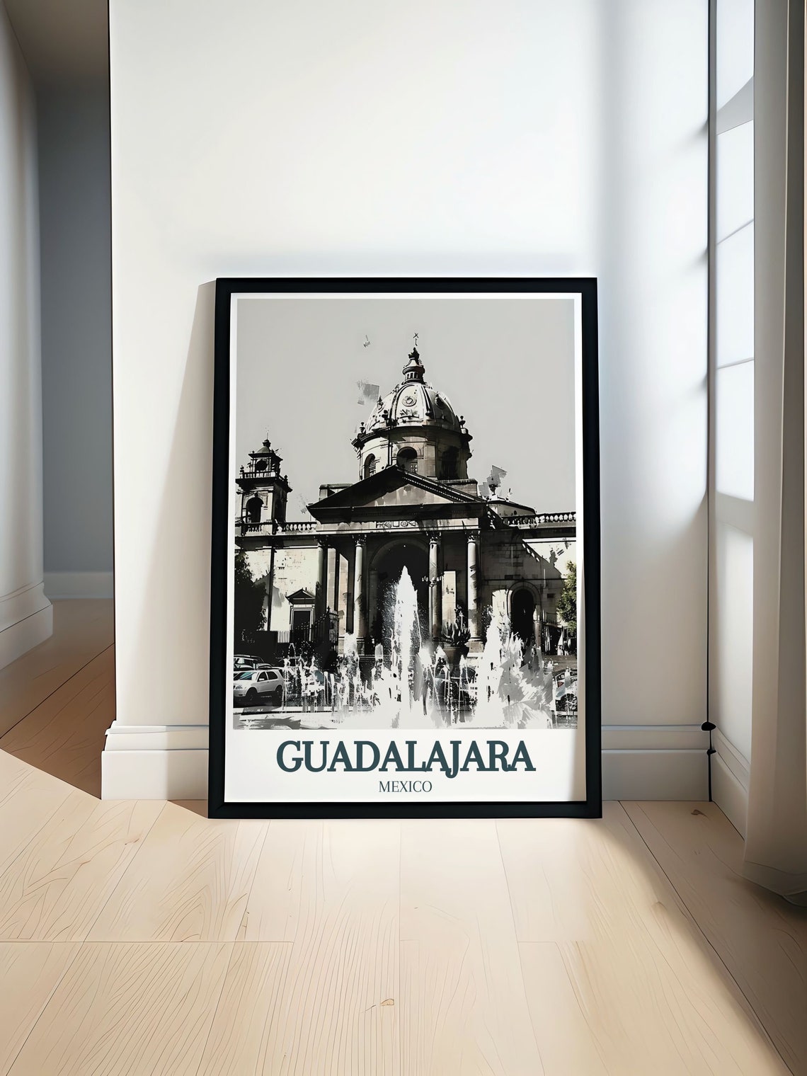 Guadalajara Mexico Historic Cabanas Chapel Black and White Poster