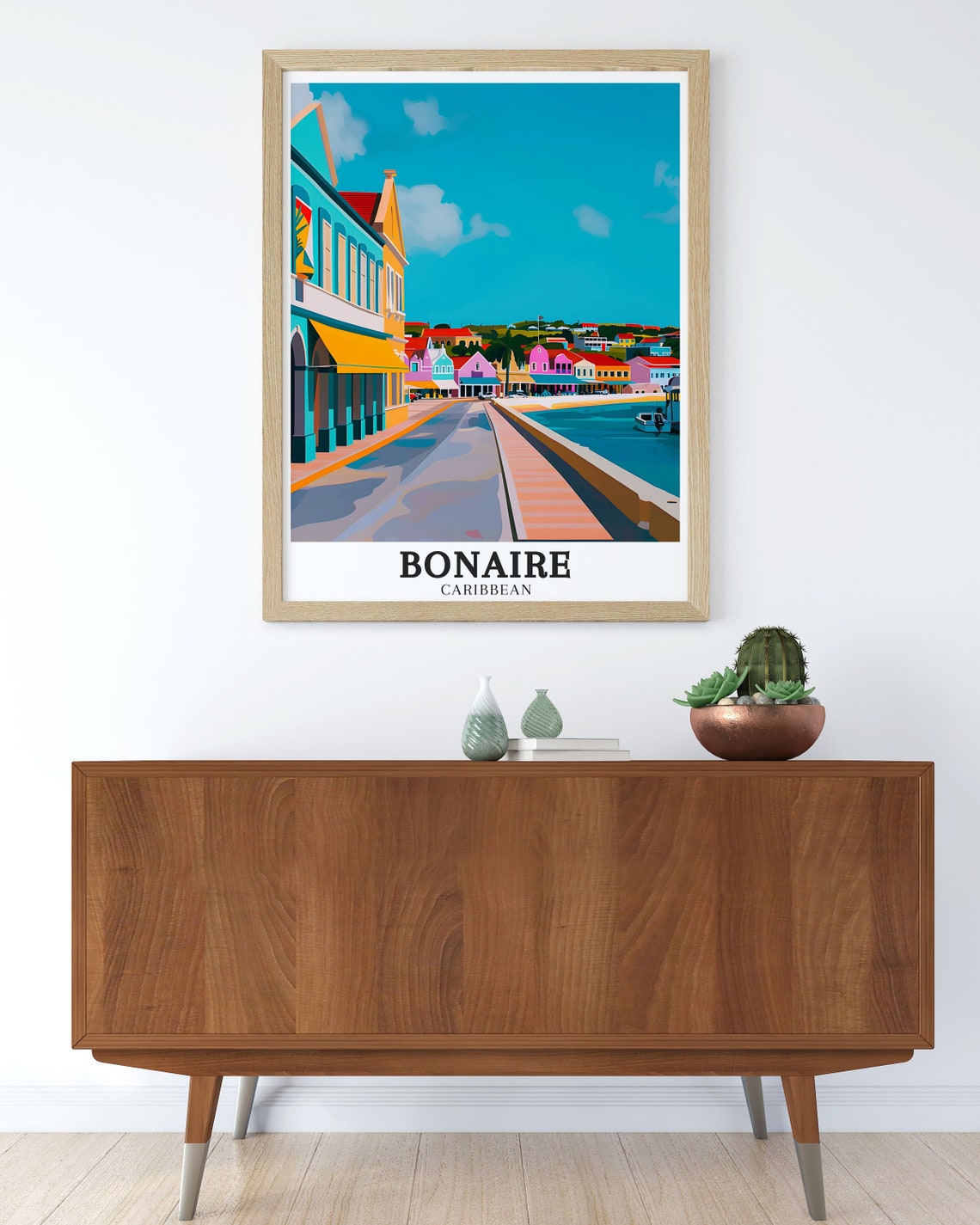 Bonaire Kralendijk Colorful Waterfront Street View Scene Poster - Image 2