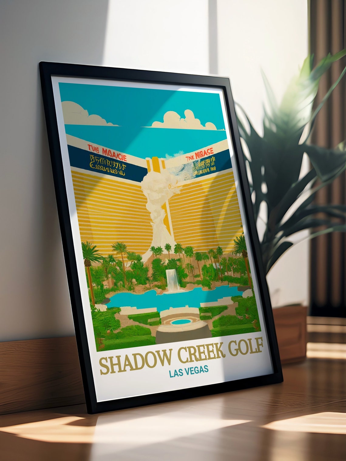 Shadow Creek Golf Las Vegas Mirage Volcano Retro Style Travel Poster - Image 3