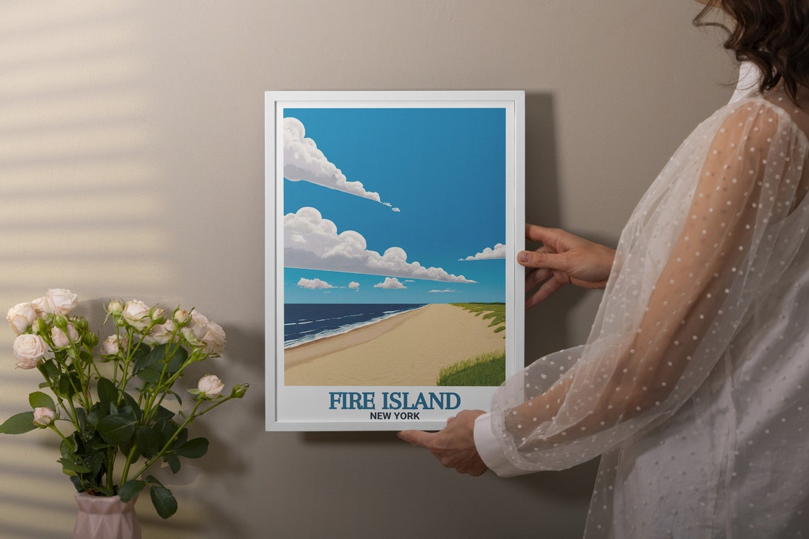 Fire Island New York Ocean Beach Dunes Shoreline Waves Poster - Image 2