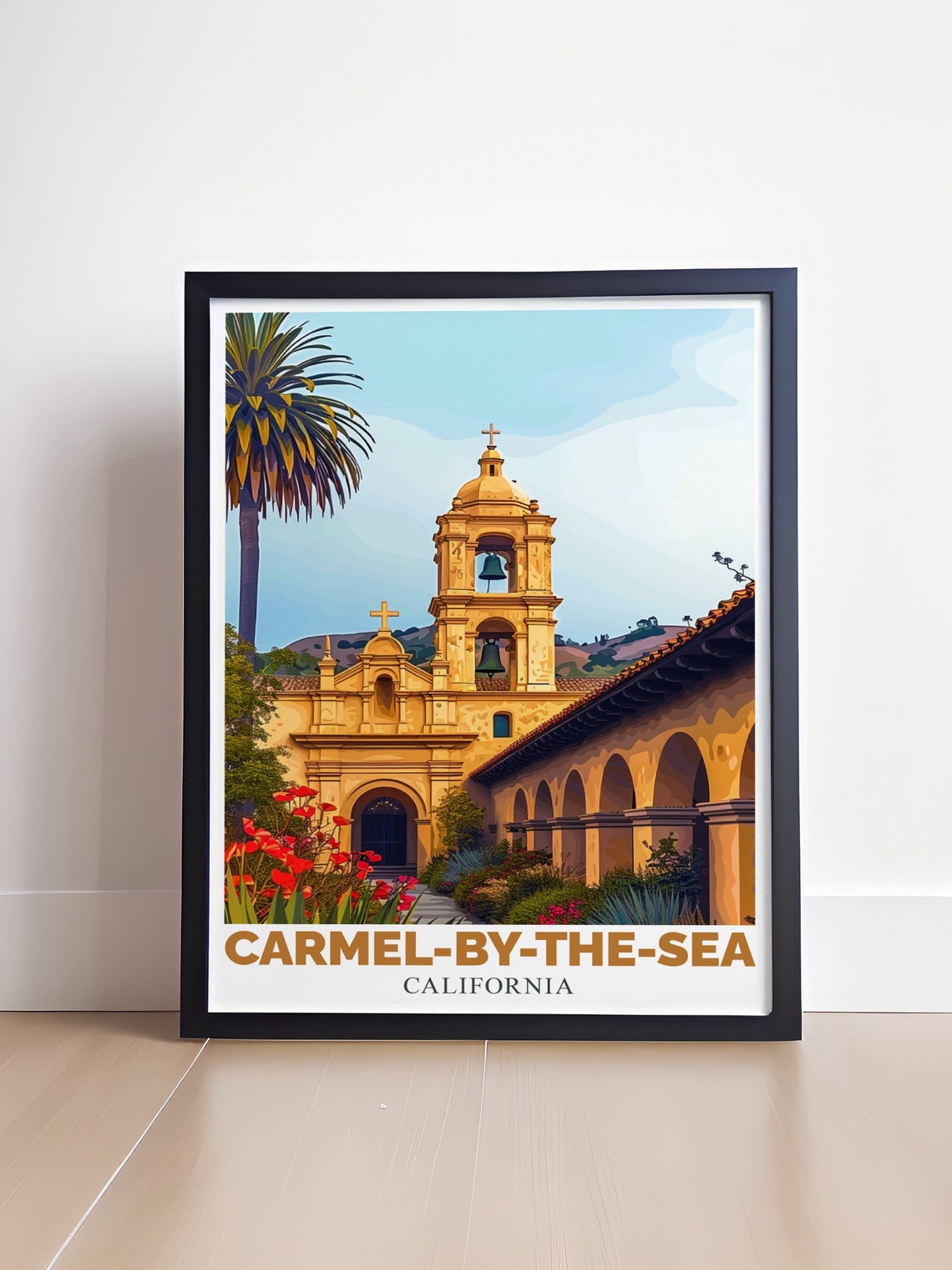 Carmel Mission Basilica Bell Tower Courtyard California Poster - Image 4