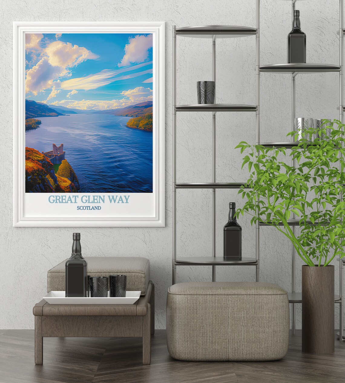 Great Glen Way Scotland Loch Ness Castle Aerial Travel Poster - Image 3