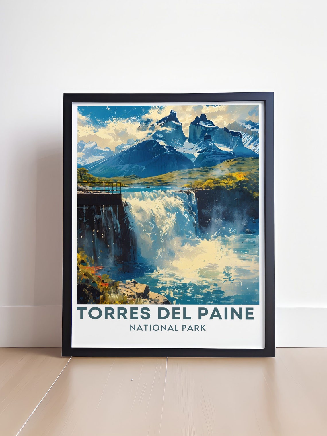 Torres Del Paine Travel Print Salto Grande Travel Poster Retro Travel Poster Of Torres Del Paine National Park - Image 4