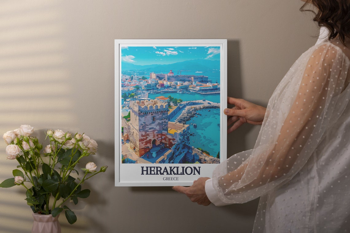 Koules Fortress Old Harbor Heraklion Greece Aerial View Travel Poster - Image 3