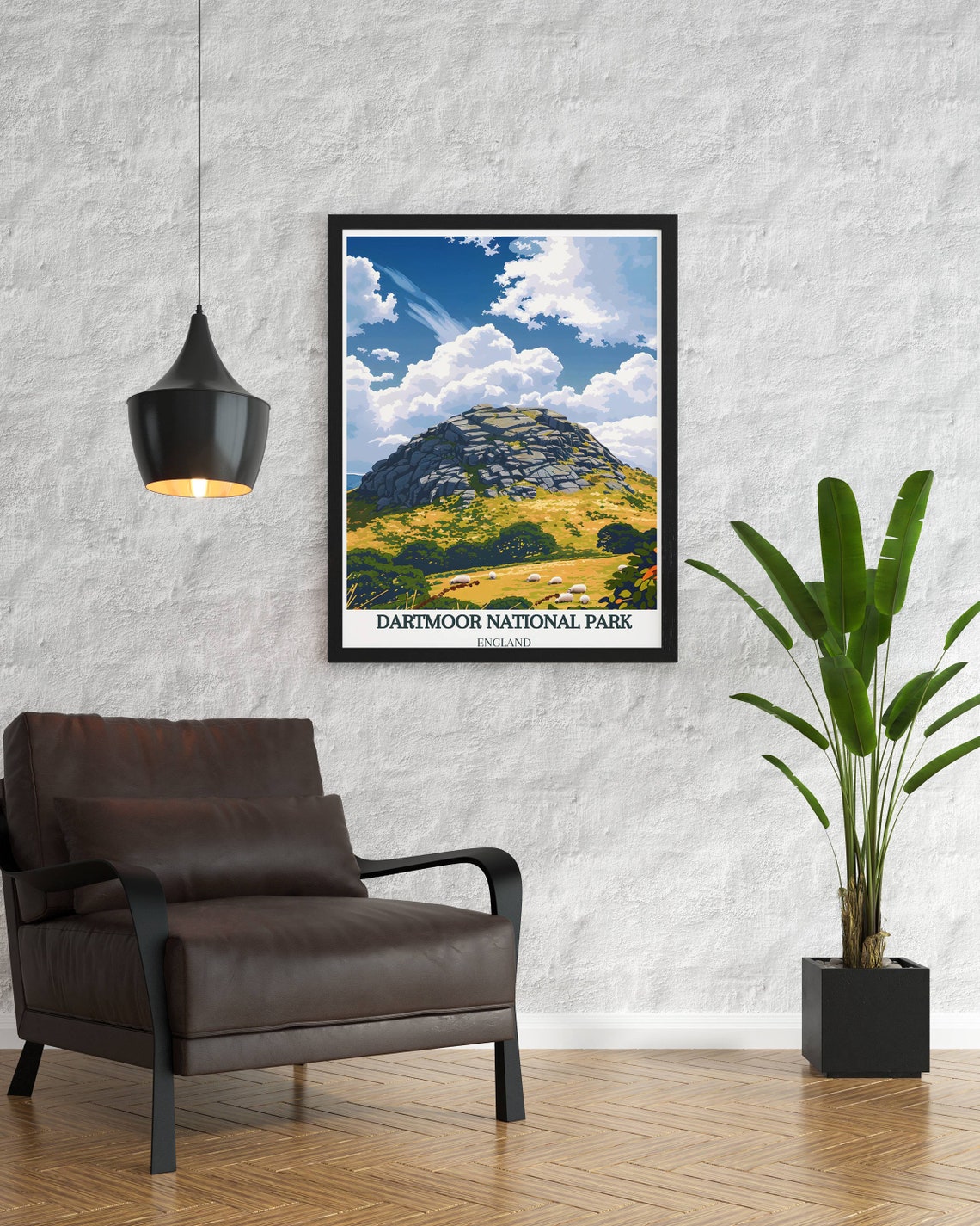 Dartmoor National Park England Rocky Tor Sheep Meadow Poster - Image 2