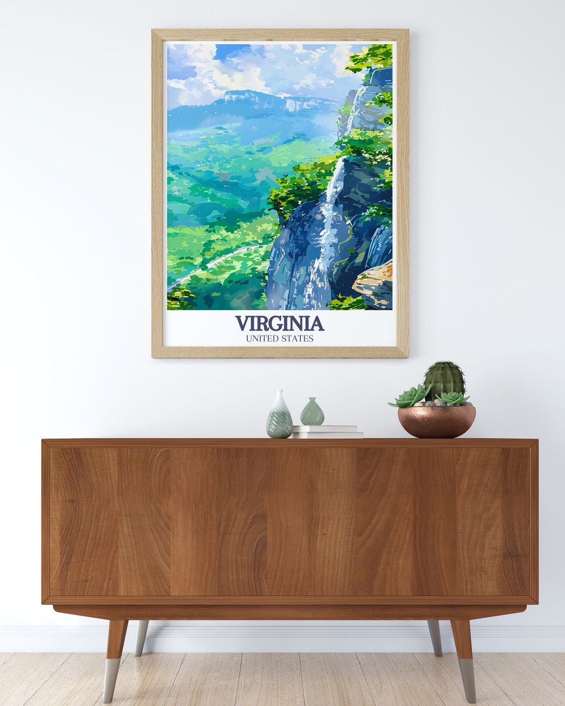 Virginia Blue Ridge Waterfall Mountain Valley Scenic Travel Poster - Image 2