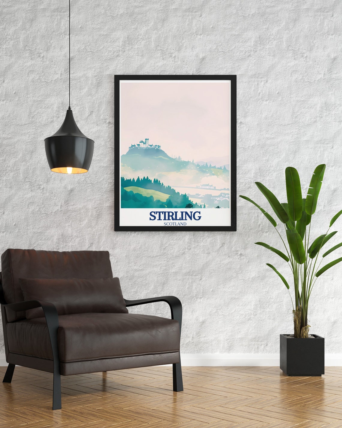 Stirling Castle Misty Scottish Hilltop Soft Pastel Travel Poster - Image 3