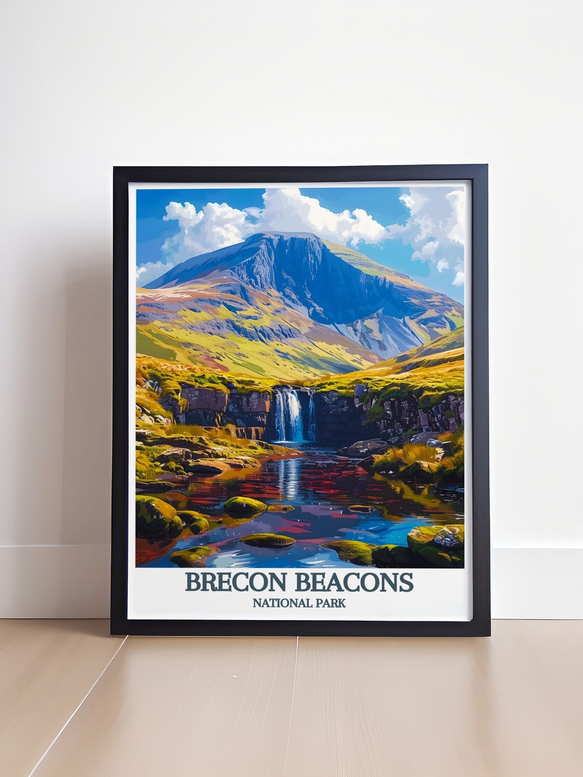 Brecon Beacons National Park Waterfall Reflection Wales Travel Poster - Image 4