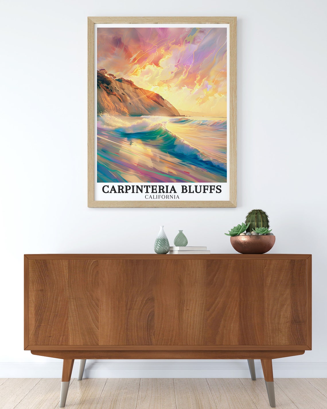 Carpinteria Bluffs California Impressionist Sunset Surf Wave Poster - Image 2