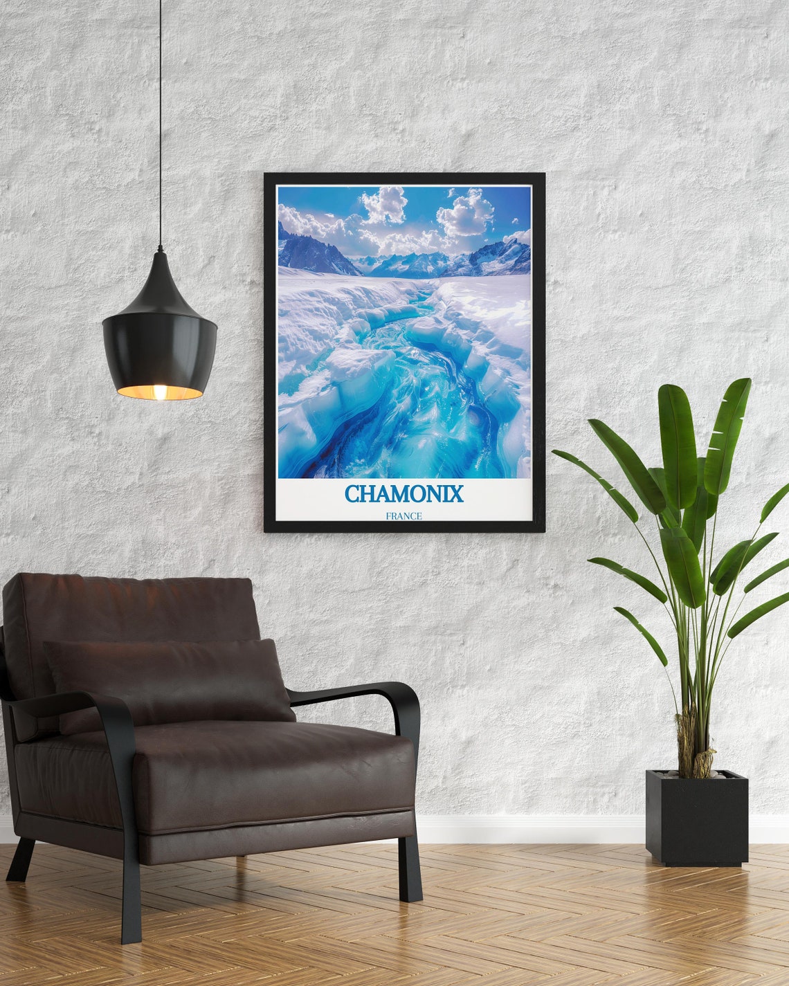 Chamonix France Mer De Glace Blue Ice Glacier Crevasse Travel Poster - Image 2