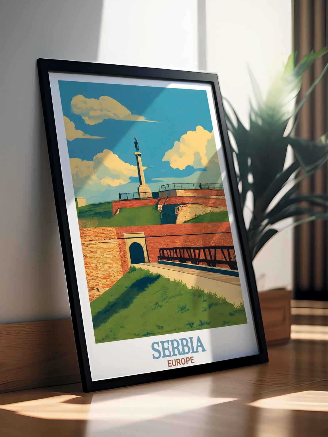 Belgrade Fortress Victor Monument Red Walls Serbia Travel Poster - Image 3