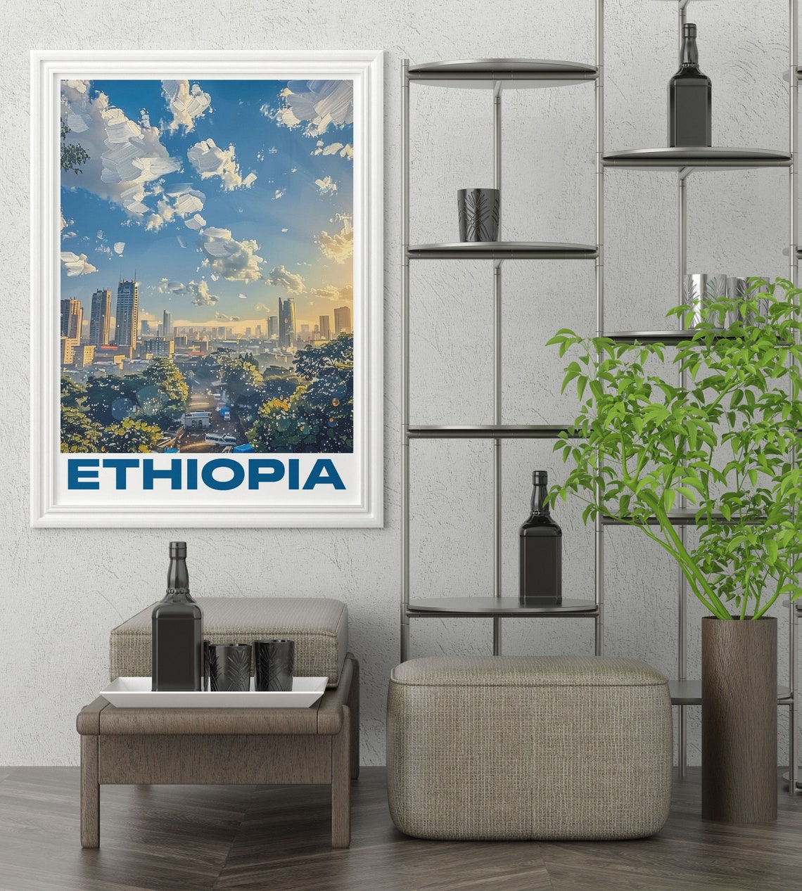 Ethiopia Addis Ababa City Skyline At Golden Hour Travel Poster - Image 4