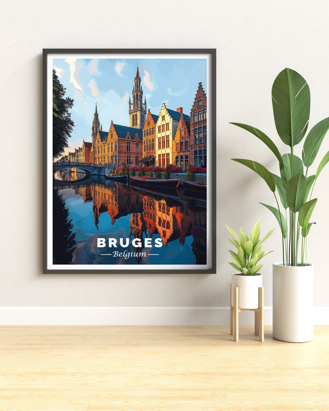 Bruges Belgium Travel Print Belgium Travel Gifts Bruges Canal Posters And Gifts Belgium Prints Bruges Belgium Watercolor - Image 2