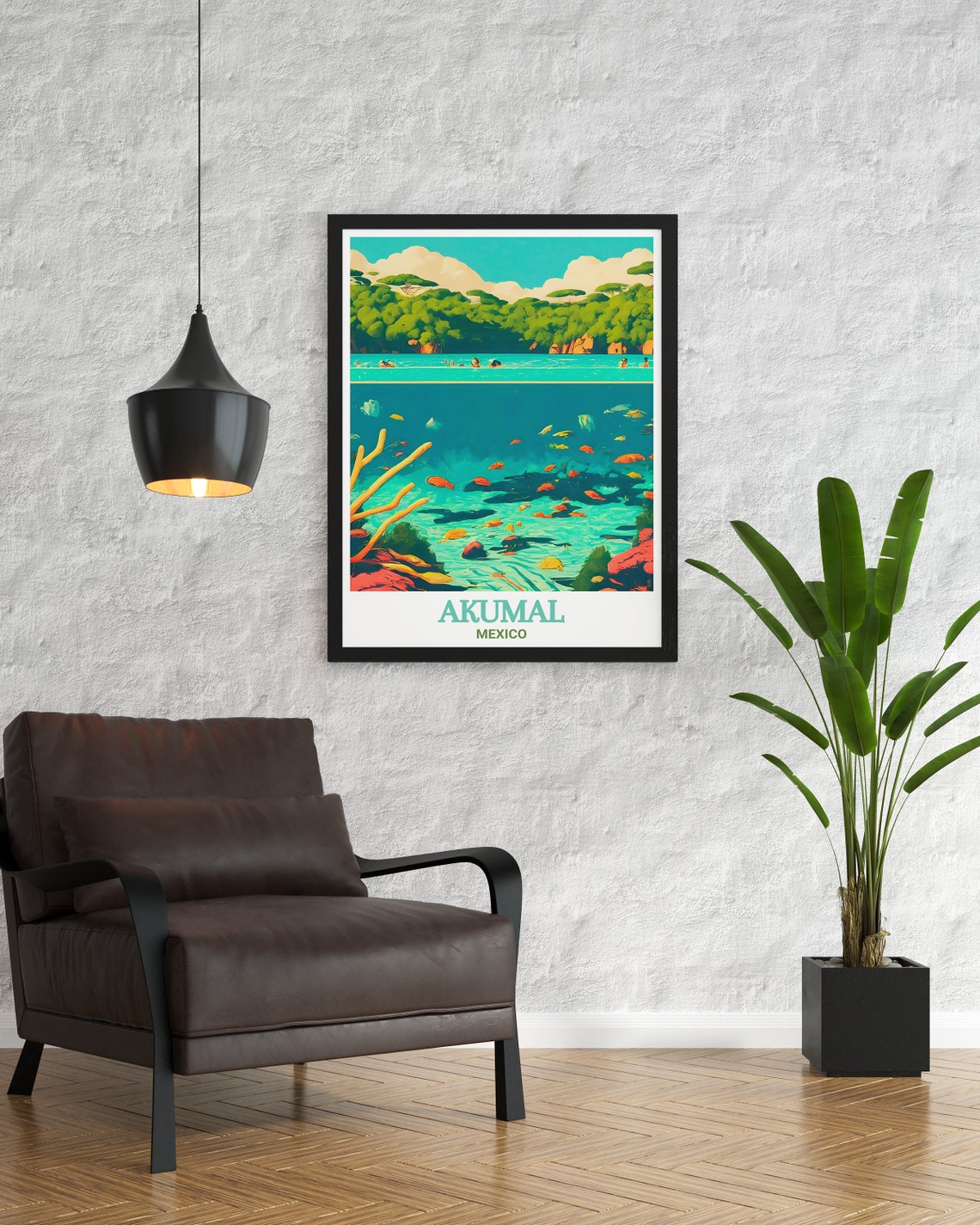 Akumal Mexico Snorkeling Poster Coral Reef Ocean Tropical Decor - Image 3