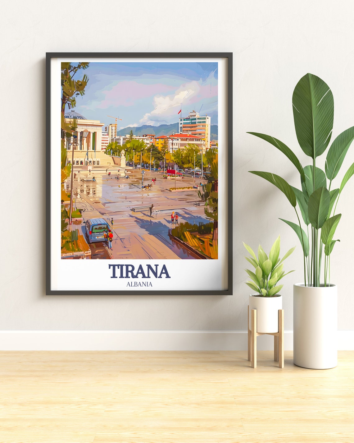 Tirana Albania Skanderbeg Square Classic Vintage Travel Poster - Image 3
