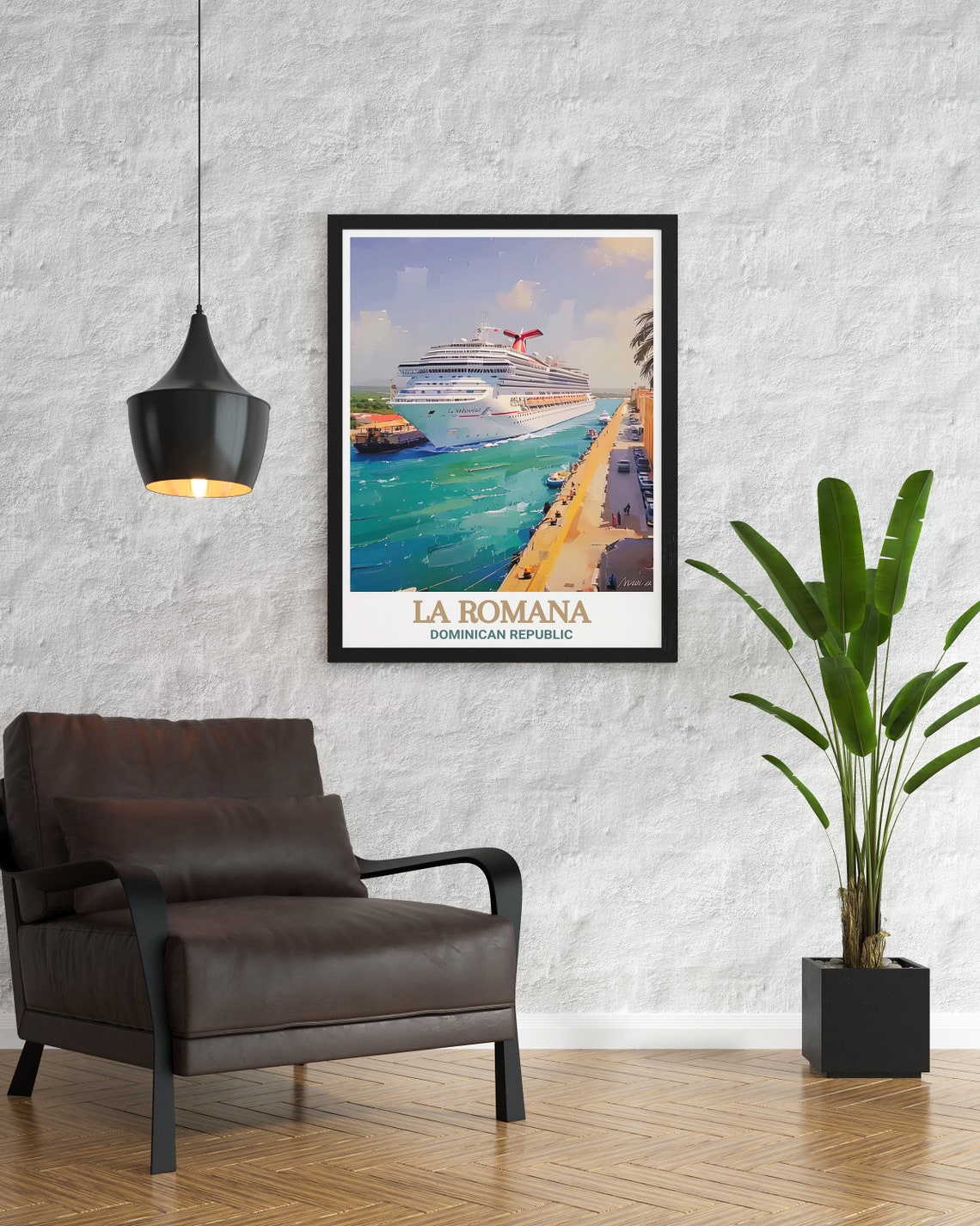 La Romana Cruise Port Big Ship Caribbean Harbor Travel Poster - Image 2