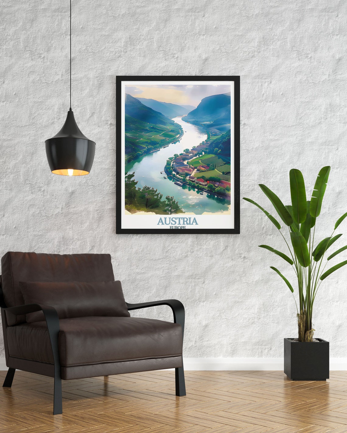 Austria Danube River Valley Vineyard Village Panoramic Travel Poster - Image 3