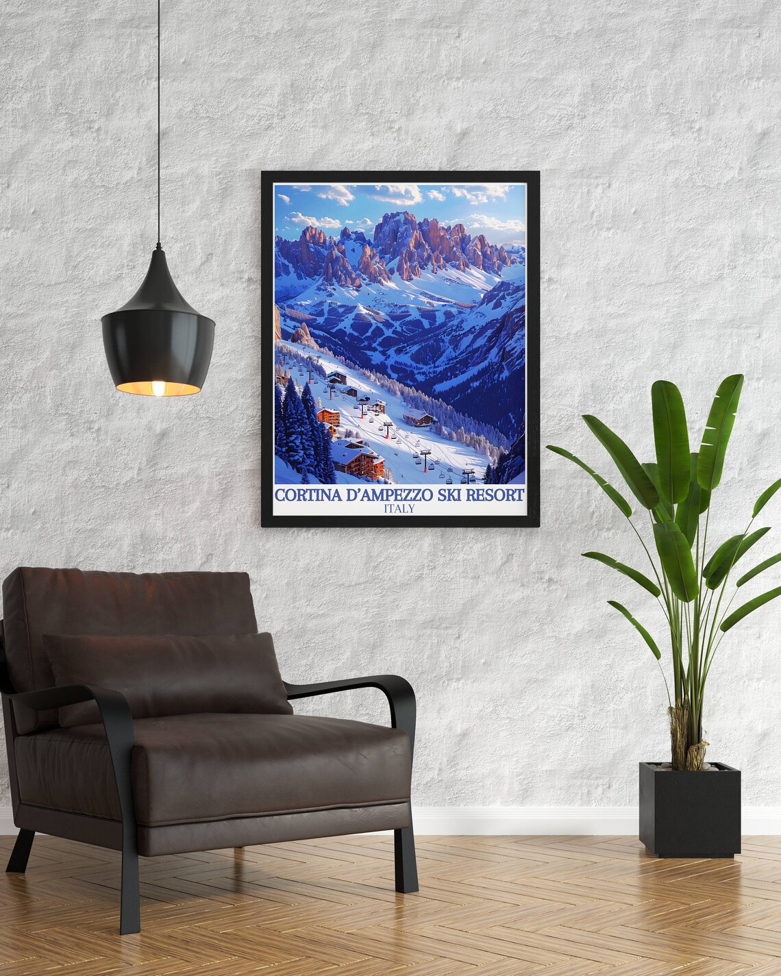 Cortina D Ampezzo Retro Ski Travel Poster - Image 2