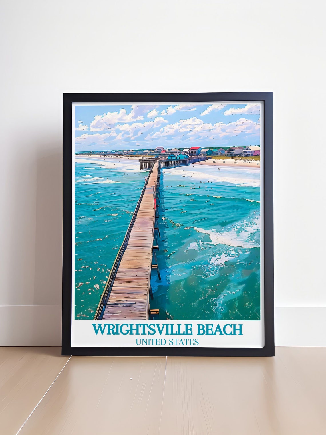Wrightsville Beach Vintage Poster Crystal Pier Print Wrightsville Beach Travel Poster Print Wrightsville Beach Art - Image 4