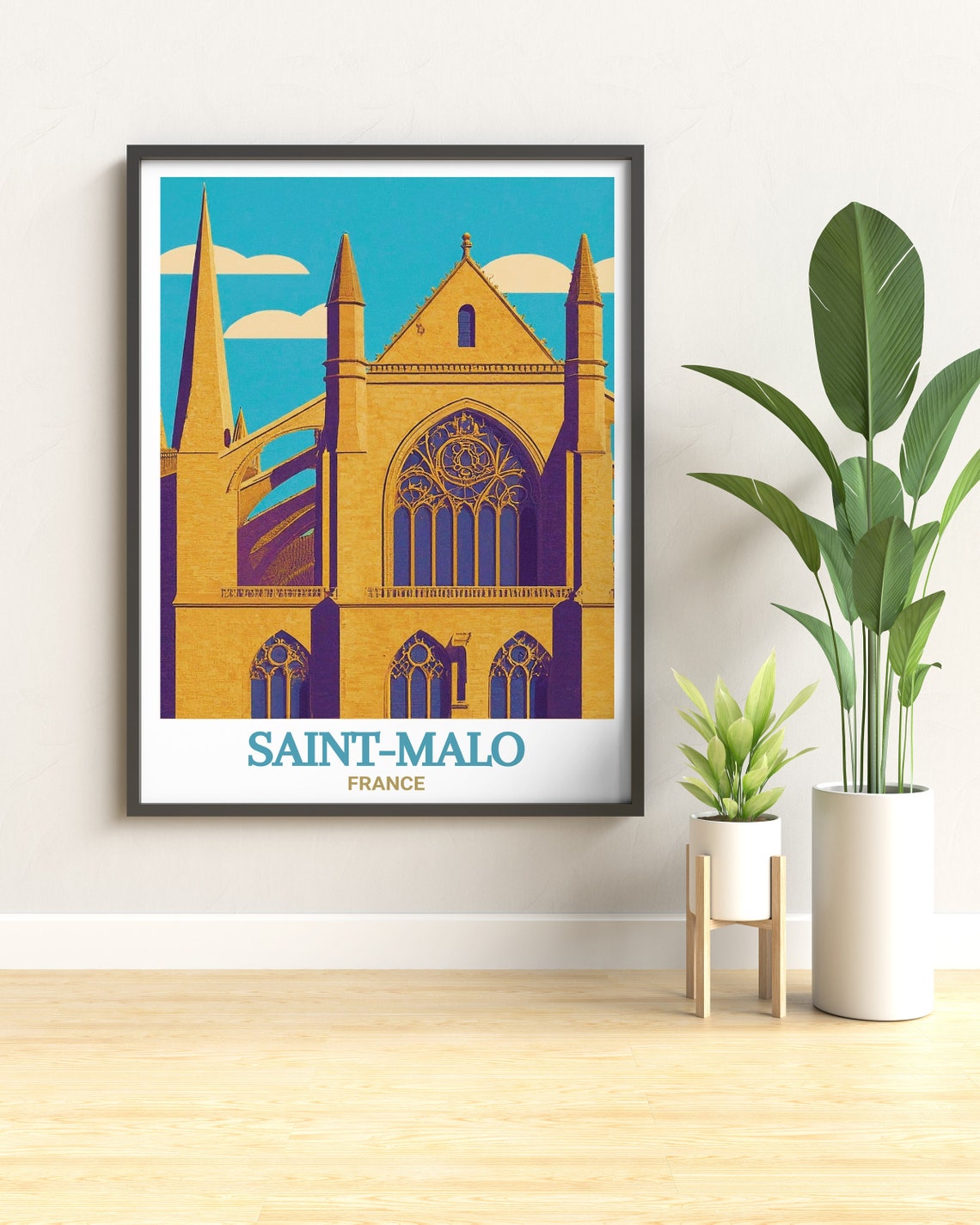 Saintmalo Travel Print Saintmalo Cathedral Travel Poster Art Saintmalo Cathedral Decor Saintmalo Cathedral Travel Prints - Image 3