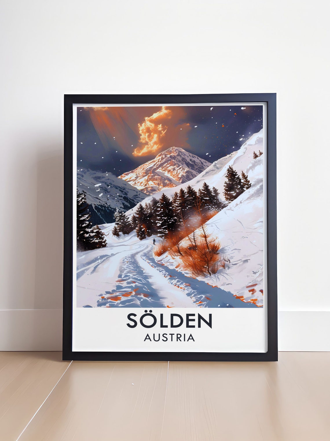 Solden Austria Snowy Alpine Slopes Sunset Winter Mountain Poster - Image 4