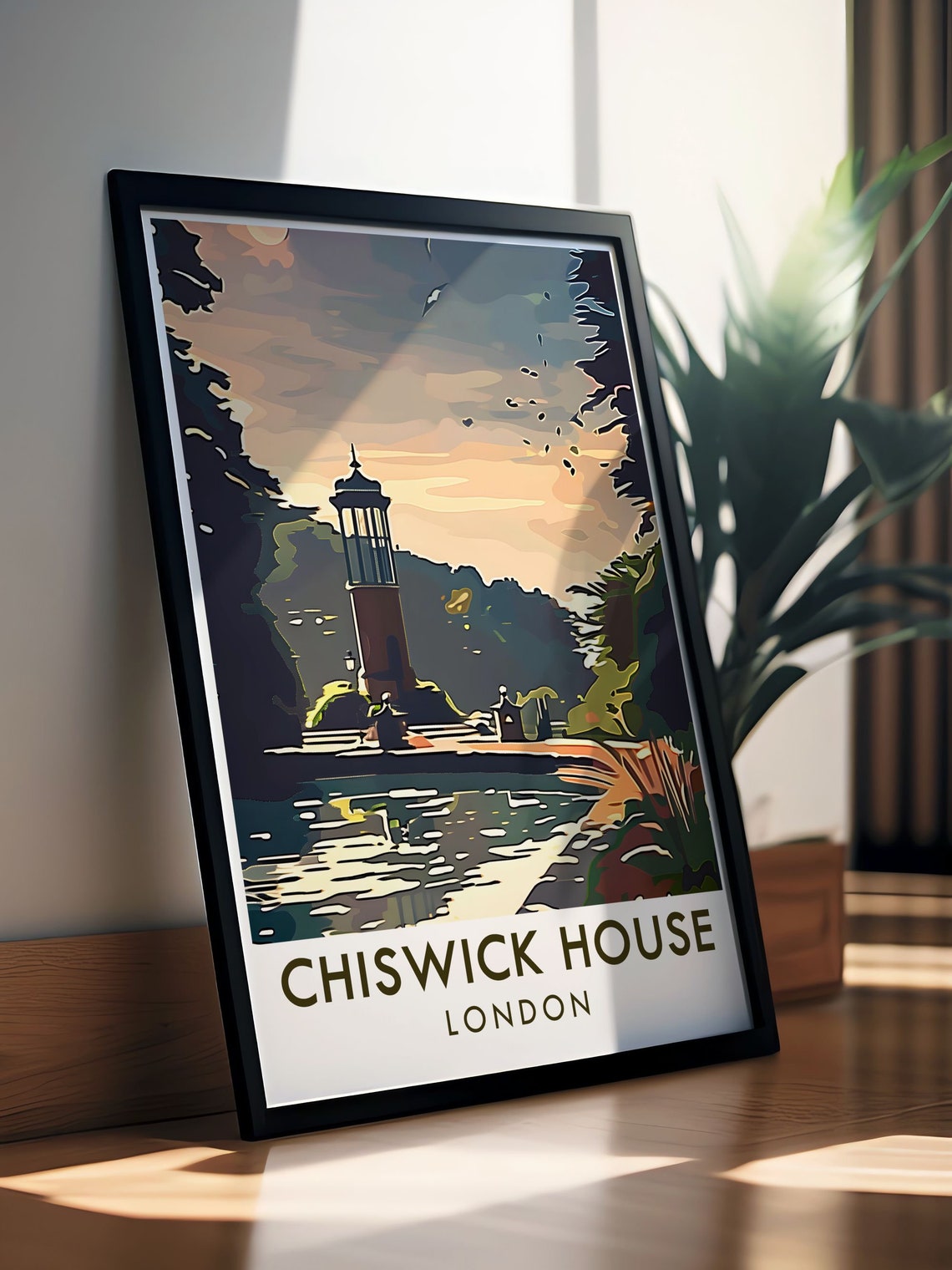 Chiswick House Pagoda Tower At Dusk Reflected On Water Poster - Image 2